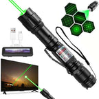 puntero láser verde, recargable por USB, enfoque ajustable