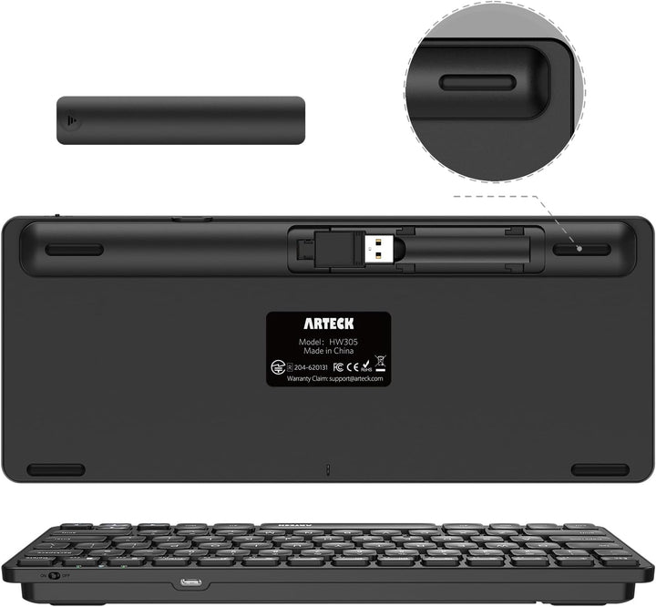 Arteck Teclado inalámbrico 2.4G Teclado inalámbrico ultra delgado y...