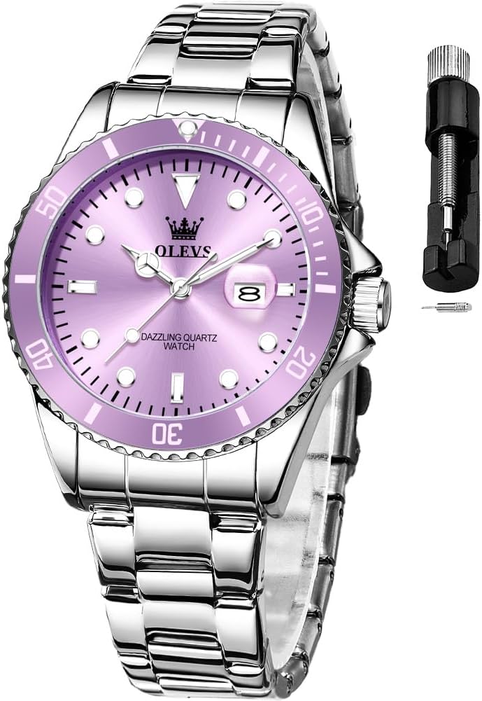 OLEVS Reloj Femenino Clásico de Mujer para Damas Análogo Acero Inoxidable Resistente al Agua Luminosa Día Fecha Dos Tonos de Fácil Lectura en la Muñeca
