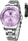 OLEVS Reloj Femenino Clásico de Mujer para Damas Análogo Acero Inoxidable Resistente al Agua Luminosa Día Fecha Dos Tonos de Fácil Lectura en la Muñeca