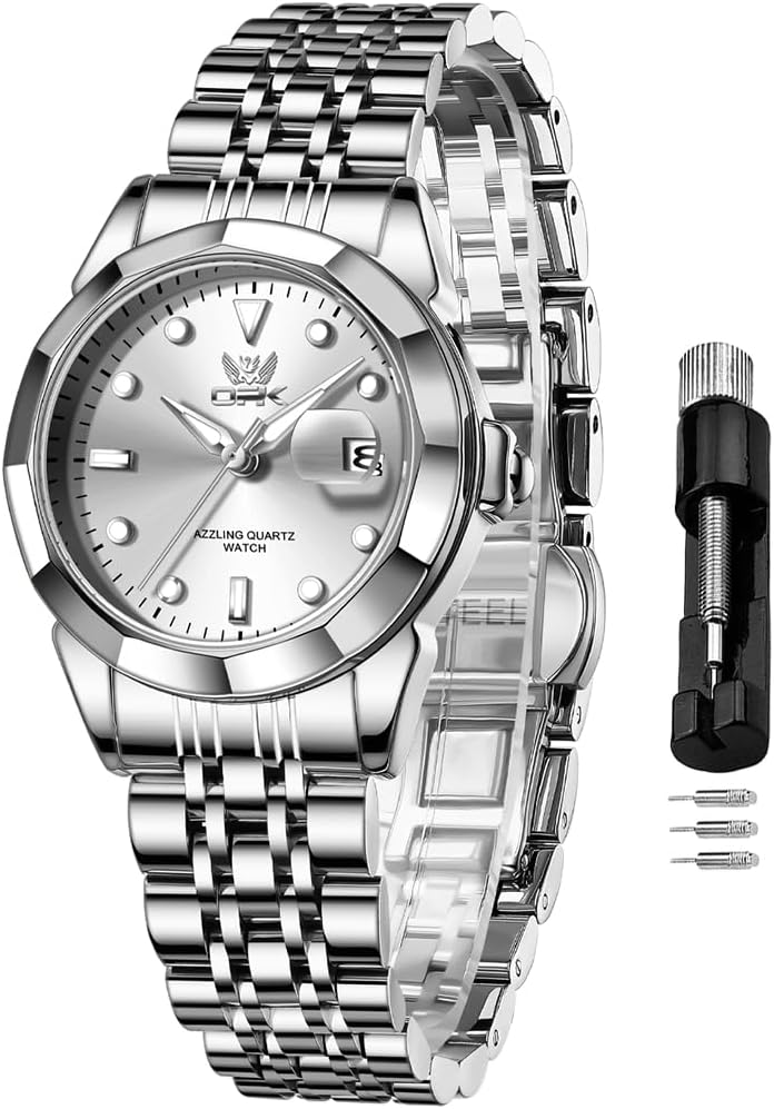 OPK Reloj de pulsera para mujer de acero inoxidable para mujer