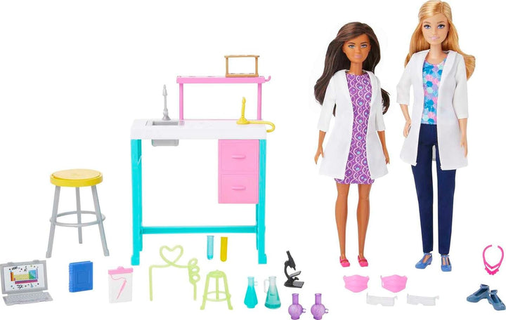 Barbie Juego de laboratorio científico con 2 muñecas, banco de labo...