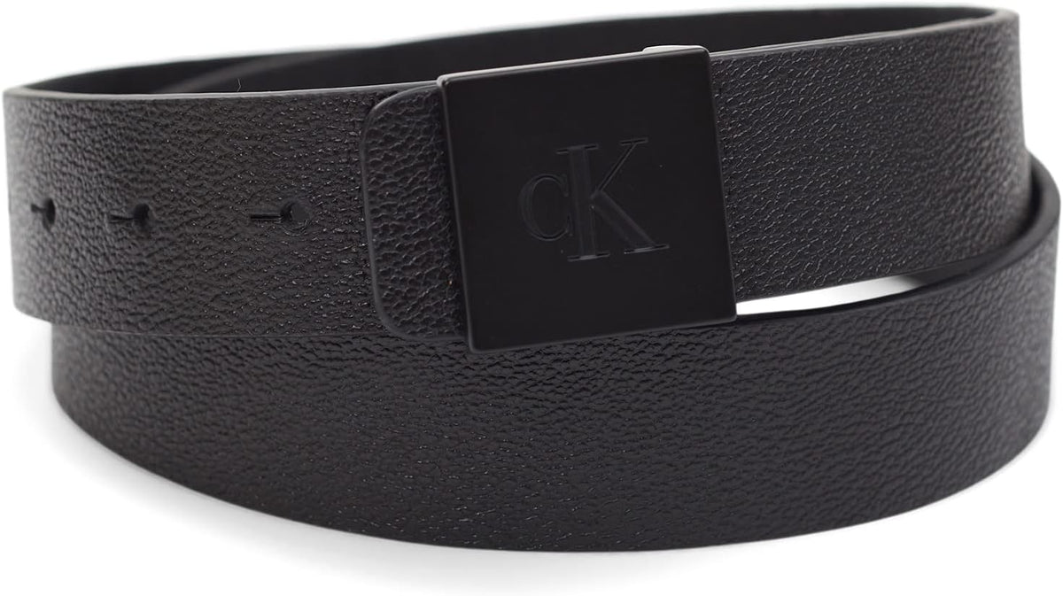 Calvin Klein Cinturón con hebilla de placa moderna y detalle de log...