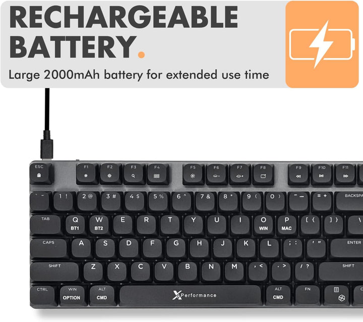 X9 Performance Teclado mecánico inalámbrico de perfil bajo (con cab...