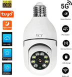 TUYA WiFi 1080P Cámara de vigilancia inteligente para el hogar con alarma de detección de movimiento, visión nocturna, visión nocturna, conversación bidireccional para interiores E27