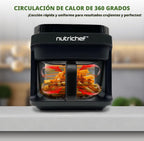 Nutrichef Freidora de aire de 5.8 cuartos | 8 en 1 modos de cocción preestablecidos | Cesta transparente para obtener los mejores resultados de cocción | Cocina camarones, bistec, papas fritas, alas
