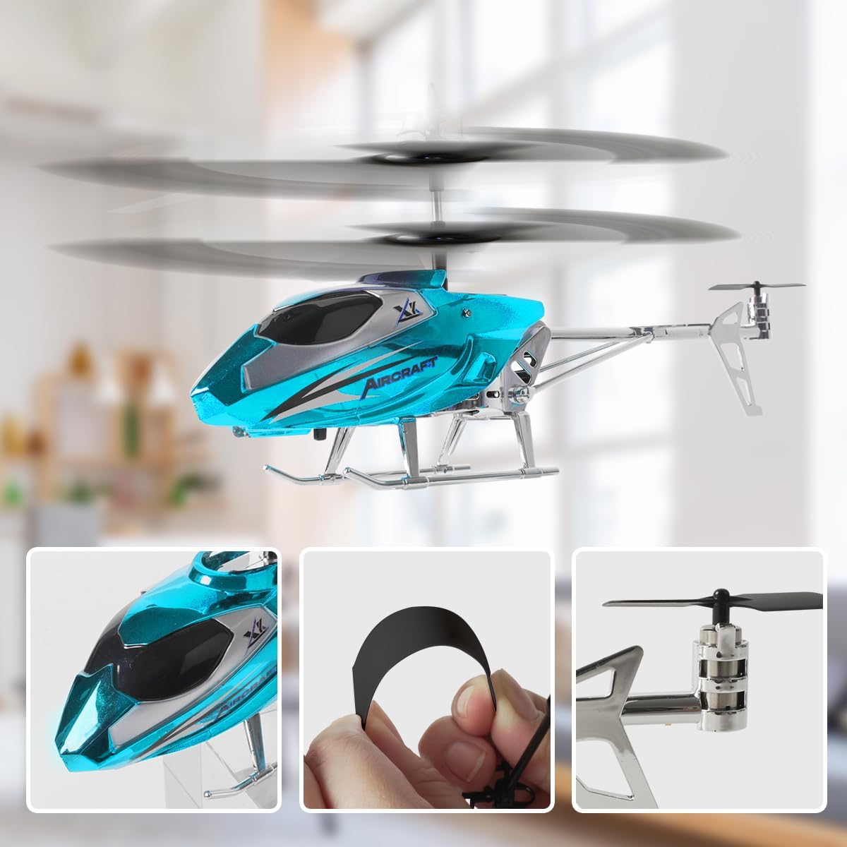 VATOS Helicóptero RC para niños, helicóptero de control remoto de 2.4G con luz LED para niños de 12 años en adelante, altura fija, despegue con una tecla, aviones RC para interiores, regalos ideales