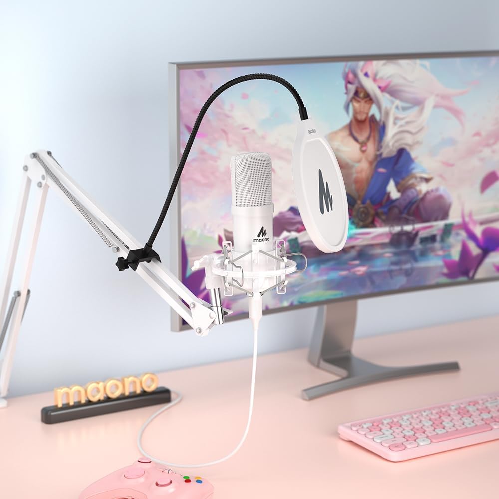 MAONO Micrófono USB, 192 kHz\/24 bits Plug &amp; Play PC Podcast co...
