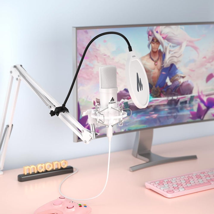 MAONO Micrófono USB, 192 kHz\/24 bits Plug &amp; Play PC Podcast co...