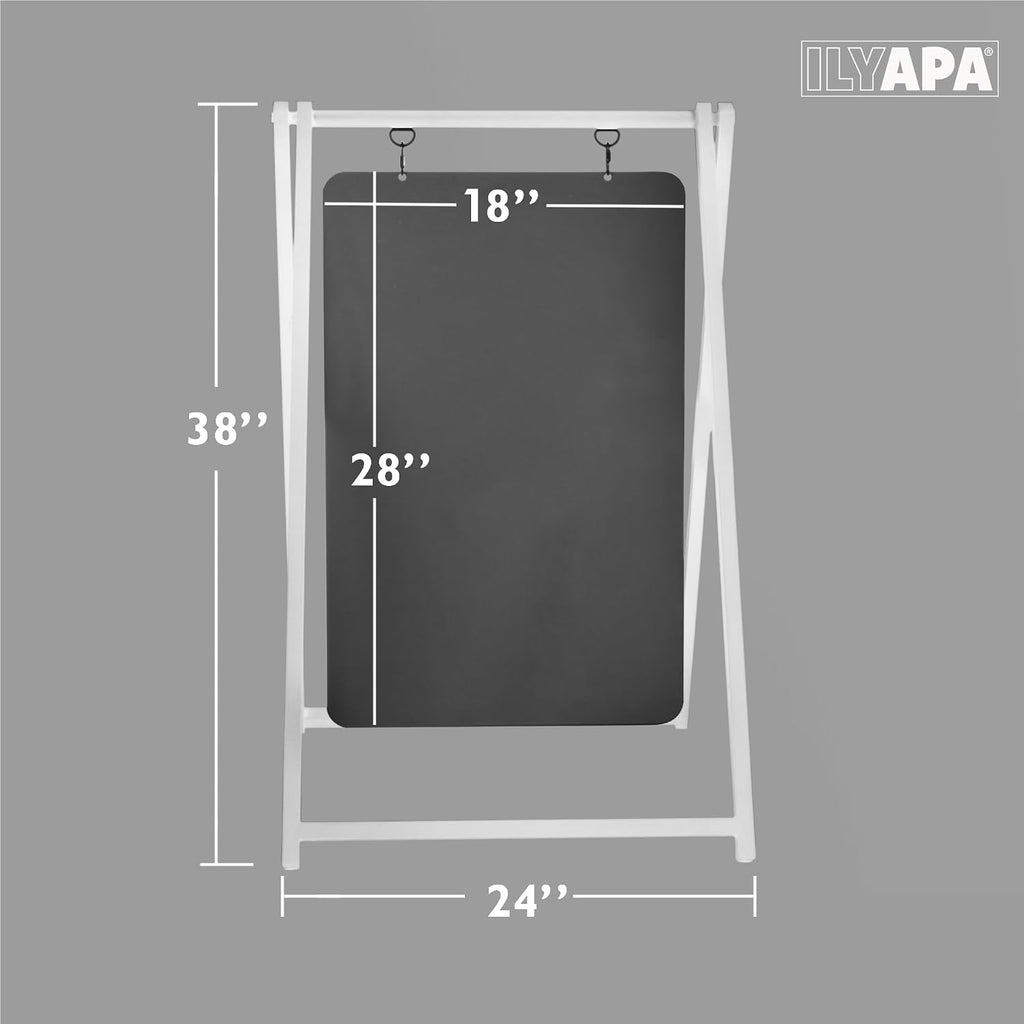 Ilyapa Pizarra de metal moderna de doble cara con marco en A magnético para vereda - 61 x 96.5 cm, cartel de menú alternativo tipo sándwich, pizarra para mensajes