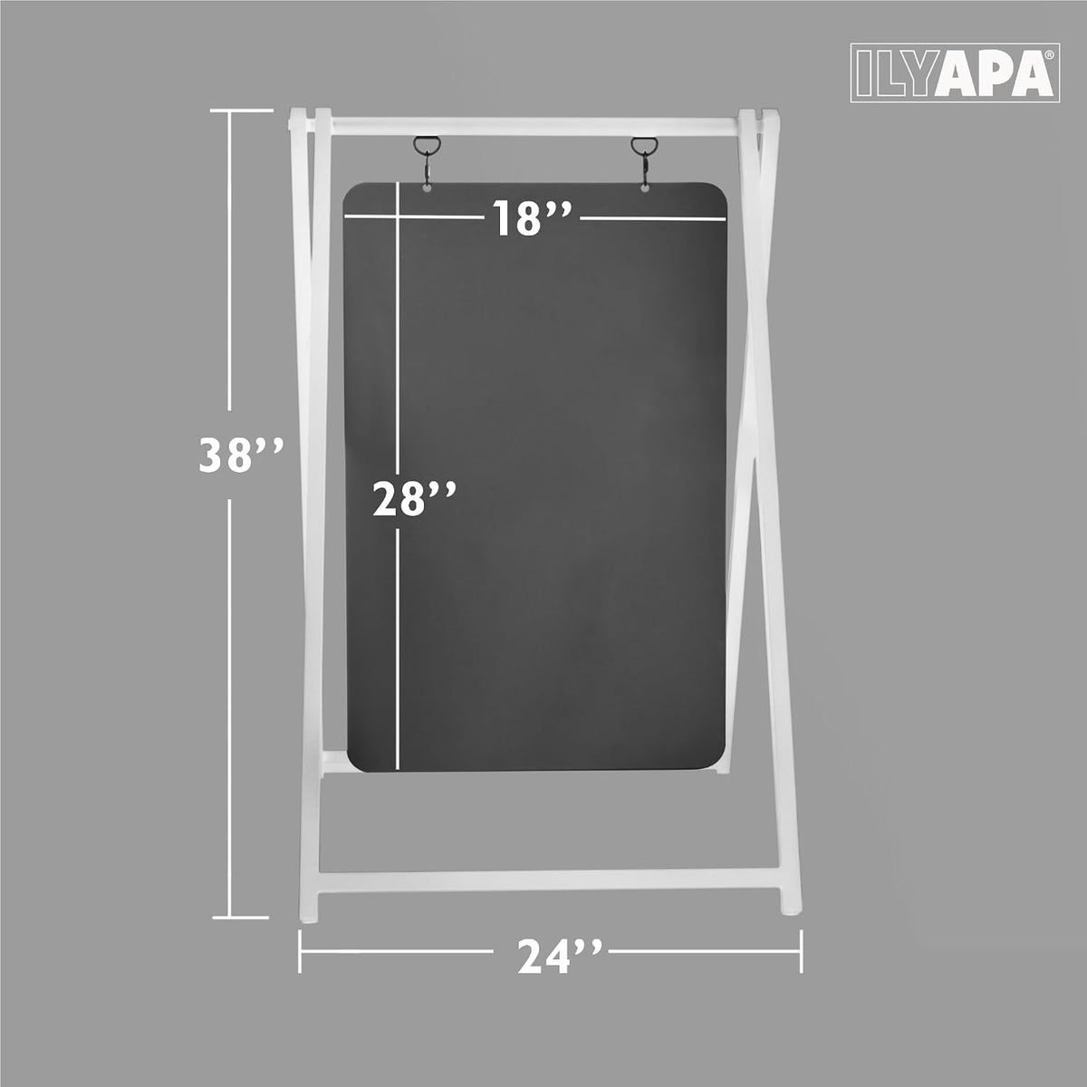 Ilyapa Pizarra de metal moderna de doble cara con marco en A magnético para vereda - 61 x 96.5 cm, cartel de menú alternativo tipo sándwich, pizarra para mensajes