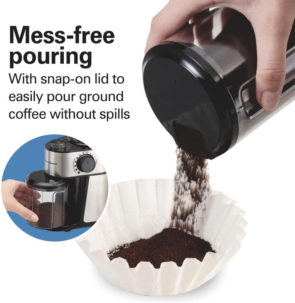 Hamilton Beach Molinillo de café eléctrico con tolva grande de 16 oz
