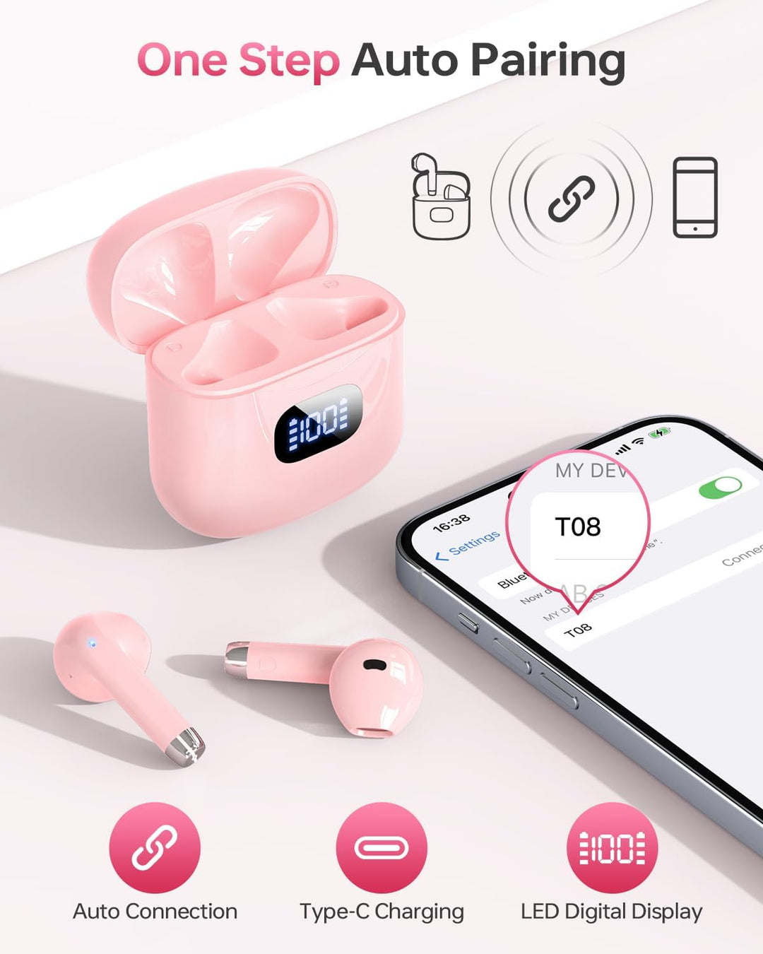 KTGEE Auriculares inalámbricos Bluetooth 5.3, reproducción de 40 ho...