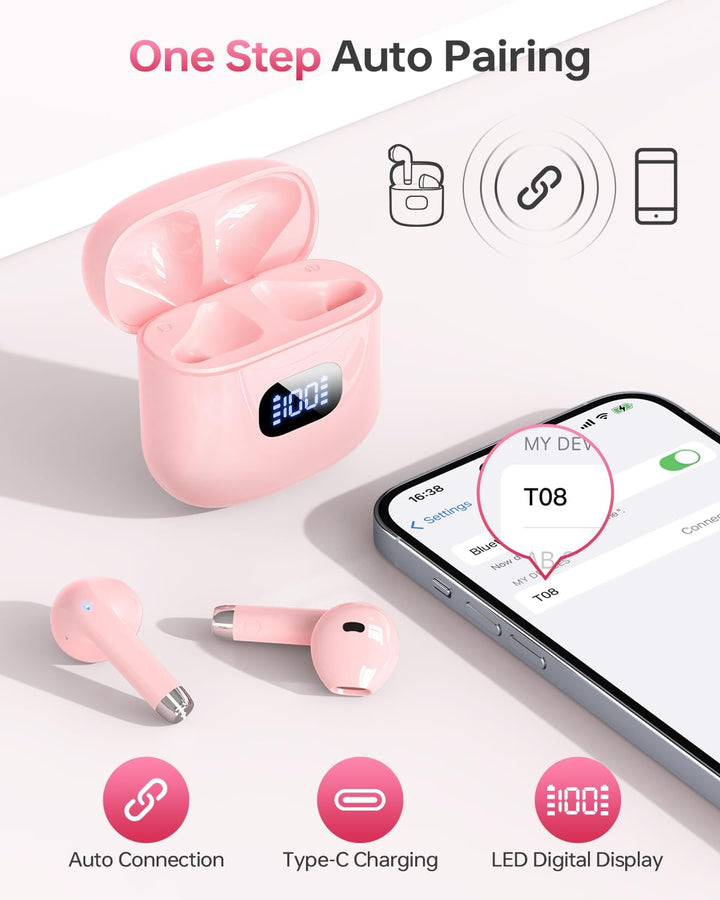 KTGEE Auriculares inalámbricos Bluetooth 5.3, reproducción de 40 ho...