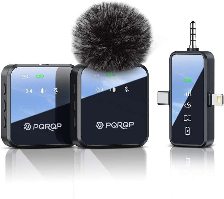 PQRQP, micrófono 3 en 1 para iPhone\/Android\/cámara, inalámbrico,...