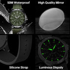 SAPPHERO Reloj analógico de cuarzo luminoso para hombre, 164 ft, resistente al agua, con fecha, casual, elegante, para trabajo, negocios, correa de silicona, relojes de pulsera para hombre