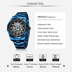 Tiong Hombre Reloj Mecánico Automático Esqueleto de Acero Inoxidable