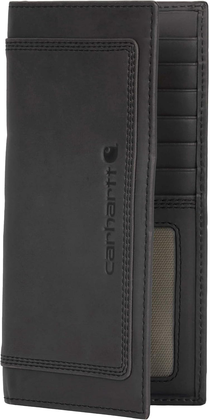 Carhartt Cartera de cuero para hombre con triple puntada, cuero dur...