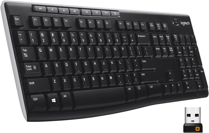 Teclado inalámbrico K270, receptor unificador USB, color negro, Negro