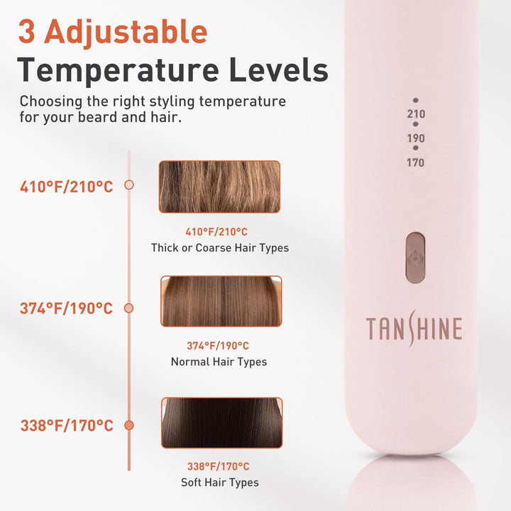 TANSHINE Mini plancha plana inalámbrica, alisadora y rizadora 2 en...