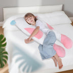 Almohadas corporales largas de felpa en forma de U de 47x23 pulgadas para niños, almohada grande y suave de animal de peluche unicornio para dormir, peluches grandes y lindos, funda lavable