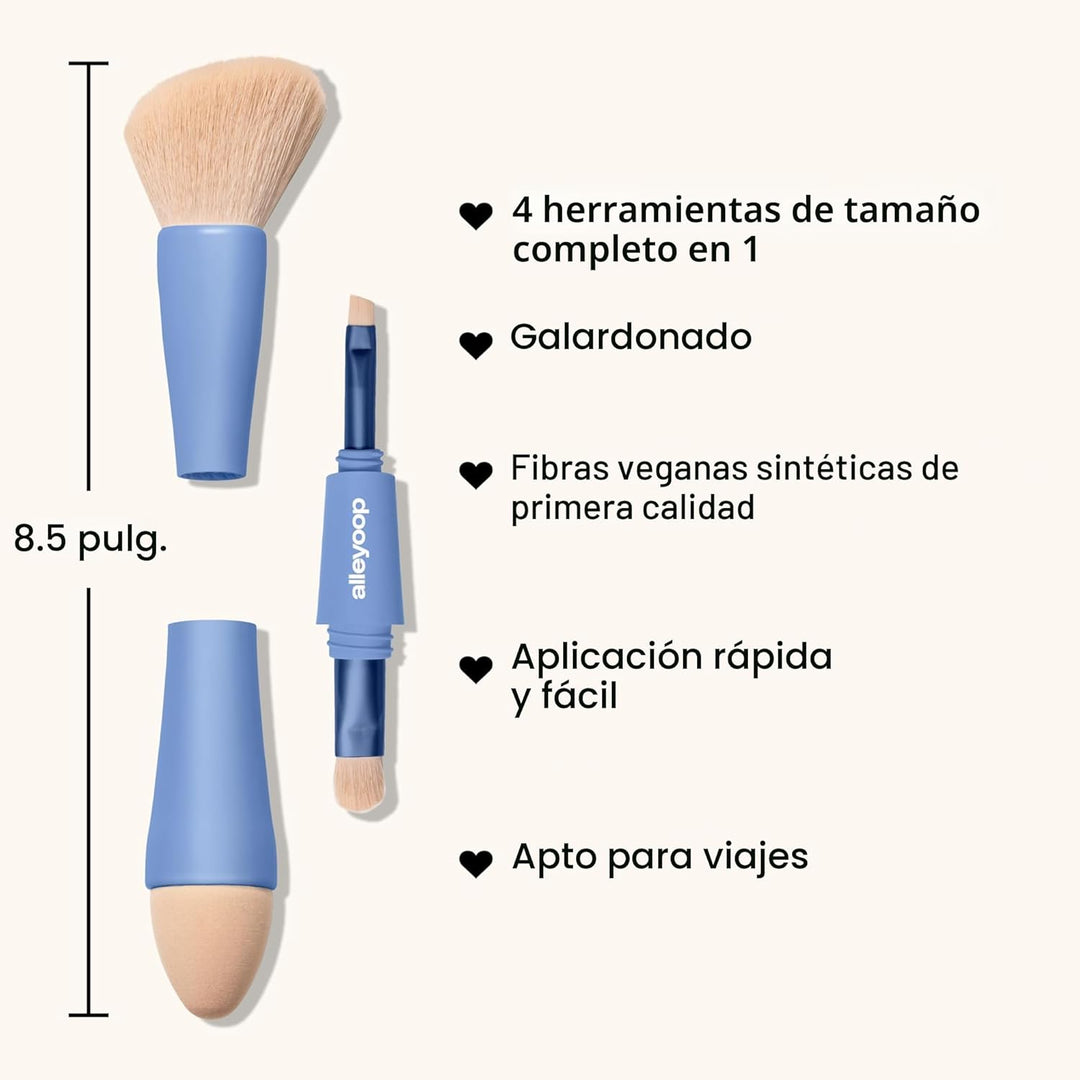 Alleyoop Multi-Tasker - Juego de brochas de maquillaje de viaje 4 e...
