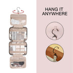 BAGSMART Neceser Bolsa de Viaje con Gancho para Colgar, Bolsa de Cosméticos de Maquillaje Resistente al Agua, Organizador de Viaje para Accesorios, Champú, Contenedor de Tamaño Completo, Artículos de