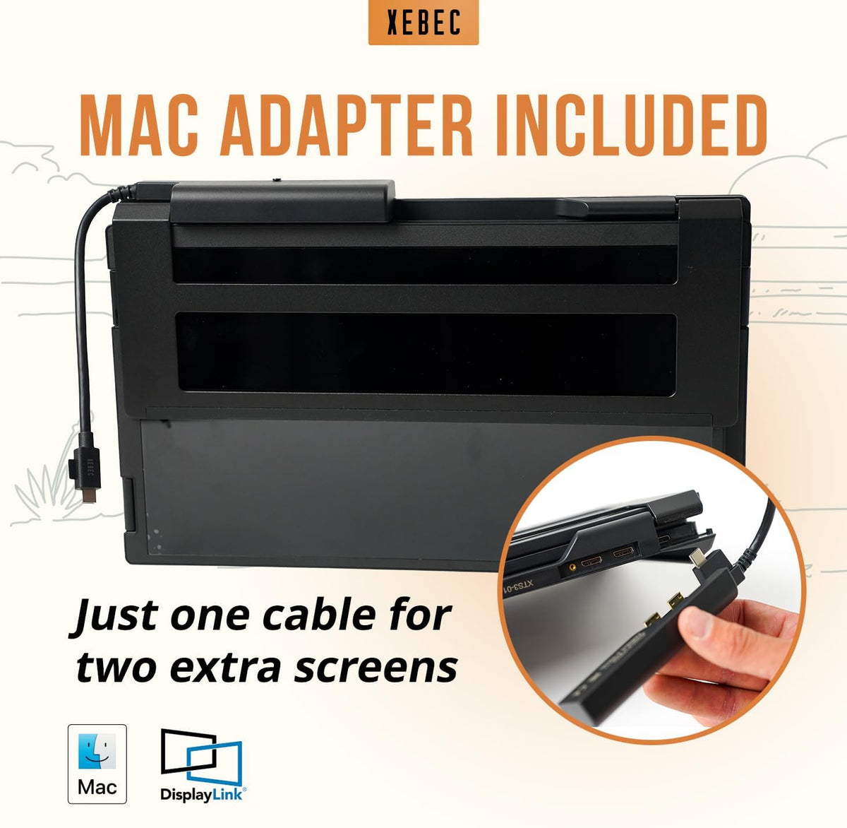 Xebec Tri-Screen 3 para Mac | Extensor de pantalla para laptop con...
