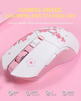 DAREU Sakura Pink - Ratón inalámbrico con cable para juegos, modo d...