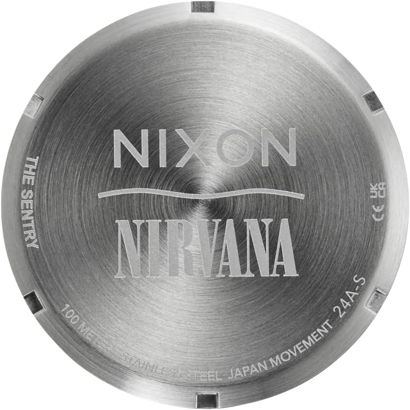 NIXON x Nirvana Sentry Leather Unplug Fade A1418 - Reloj de cuarzo japonés para hombre