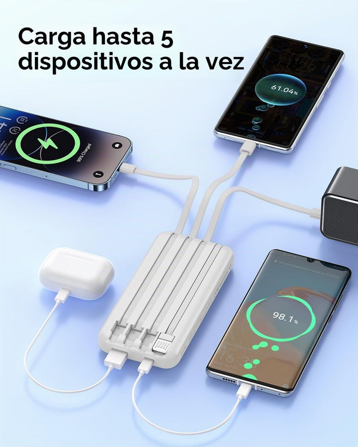Cargador portátil con cable integrado, pantalla LED USB C de 20000...