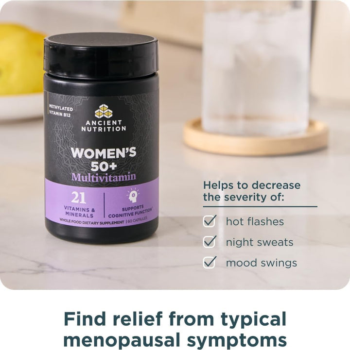 Ancient Nutrition Multivitamínico para mujeres 50+ con Ashwagandha...