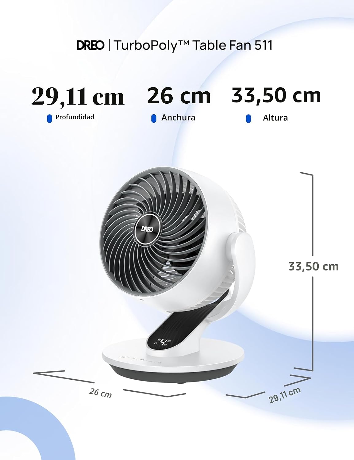 DREO Ventilador oscilante para dormitorio, ventiladores de mesa sil...