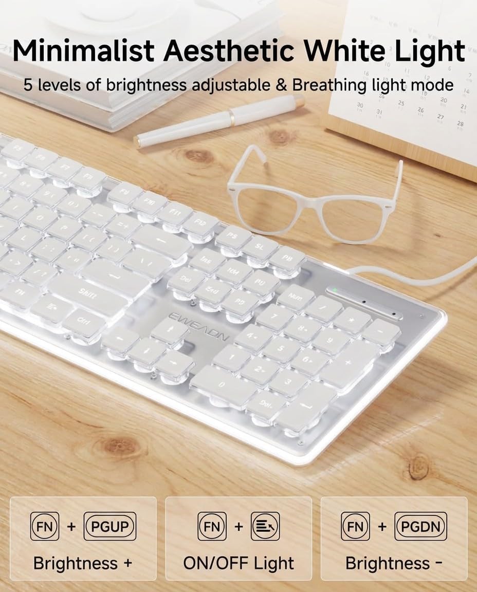 SEUNKWANG EWEADN GX710S - Teclado de computadora retroiluminado, te...