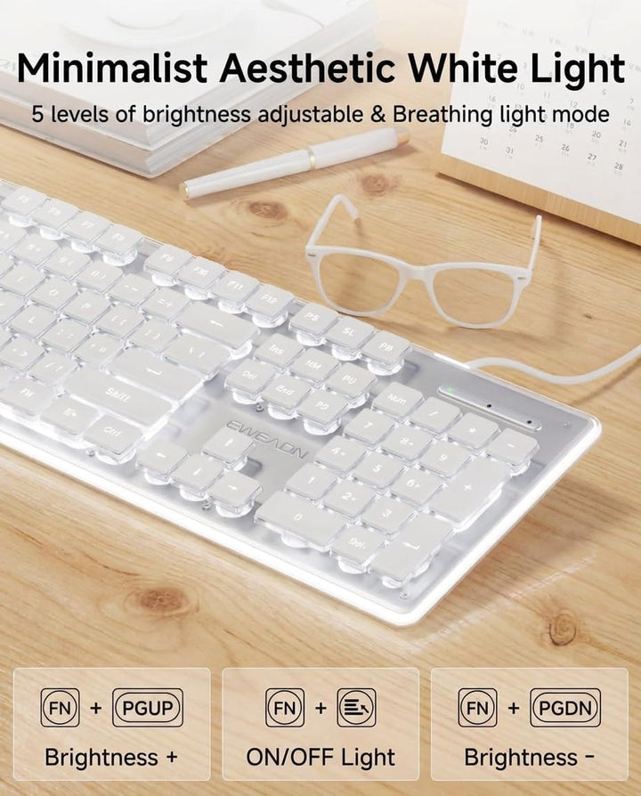 SEUNKWANG EWEADN GX710S - Teclado de computadora retroiluminado, te...