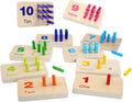 Montessori Bloques de conteo de números, juguetes de tablero de clavijas, materiales de manipulación matemática de madera para preescolar, juguete de aprendizaje Montessori para niños de jardín de infantes (clavija colorida)