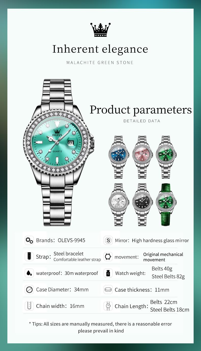 OLEVS Relojes para Mujeres Lujo Diamante con Fecha Analógico Cuartz para Mujer