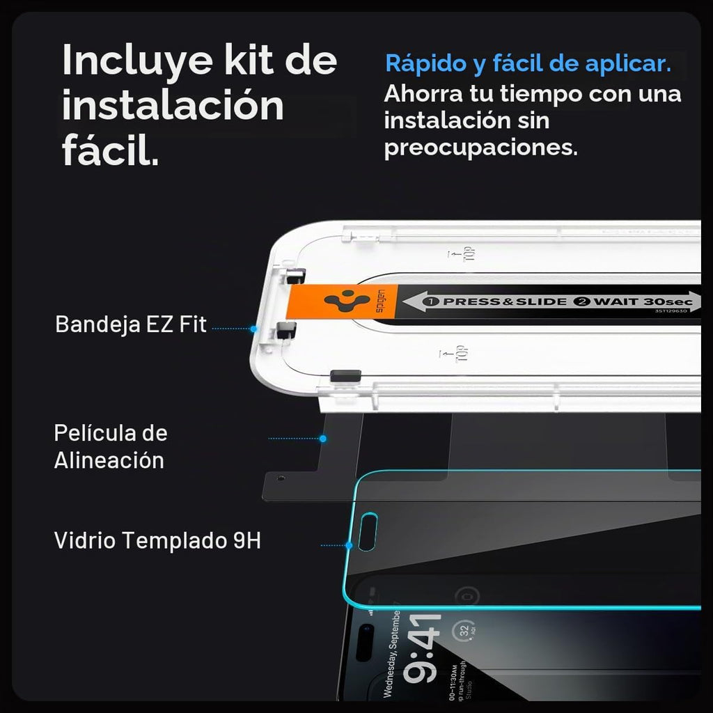 Spigen GlasTR EZ FIT Protector de Pantalla de Privacidad para iPhone 15 Pro Max