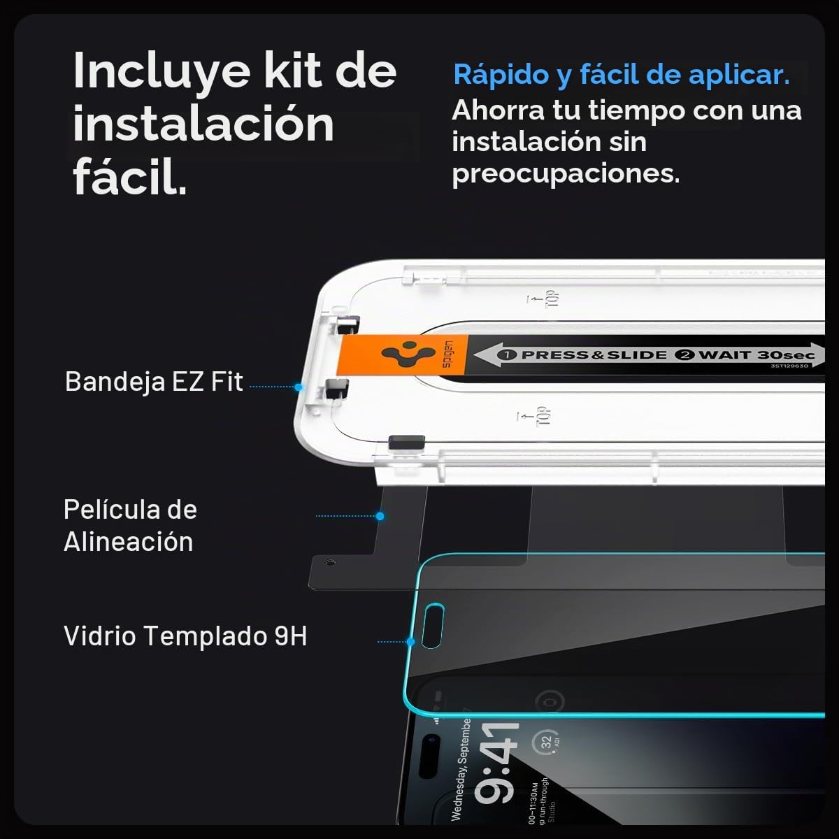 Spigen GlasTR EZ FIT Protector de Pantalla de Privacidad para iPhone 15 Pro Max