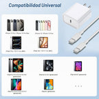 Cable de carga rápida de 10 pies para iPhone 17 16e 15, paquete de 3 cables de carga USB C a tipo C de 20 W, bloque de carga USBC de 20 W, carga súper rápida para iPhone 17 Air/17 16 15 Pro/Plus/Pro Max, iPad Pro