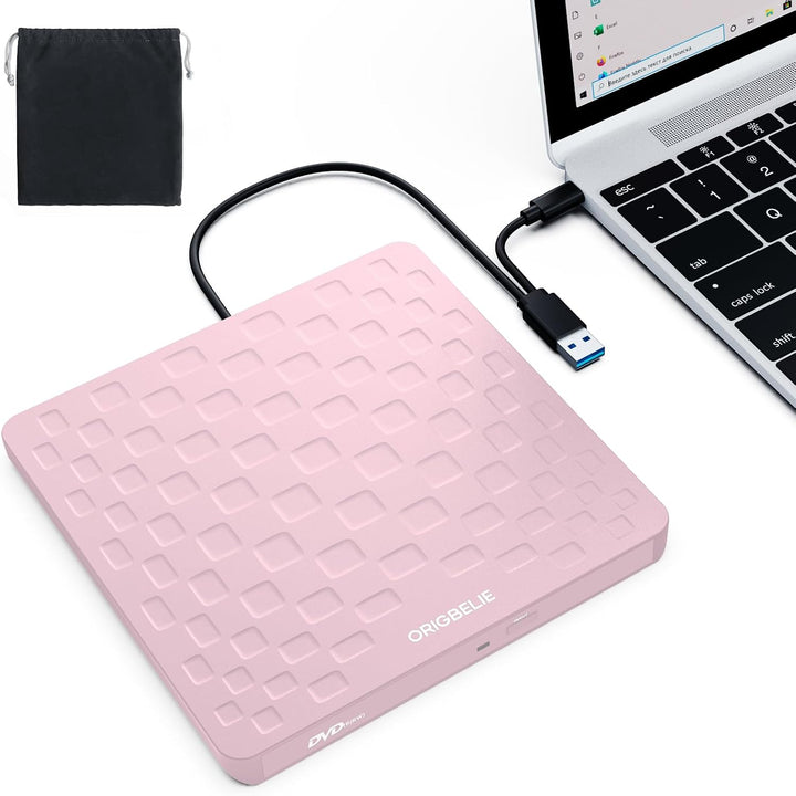 ORIGBELIE Unidad Externa de CD DVD para Portátil, USB 3.0 Tipo-C Ul...