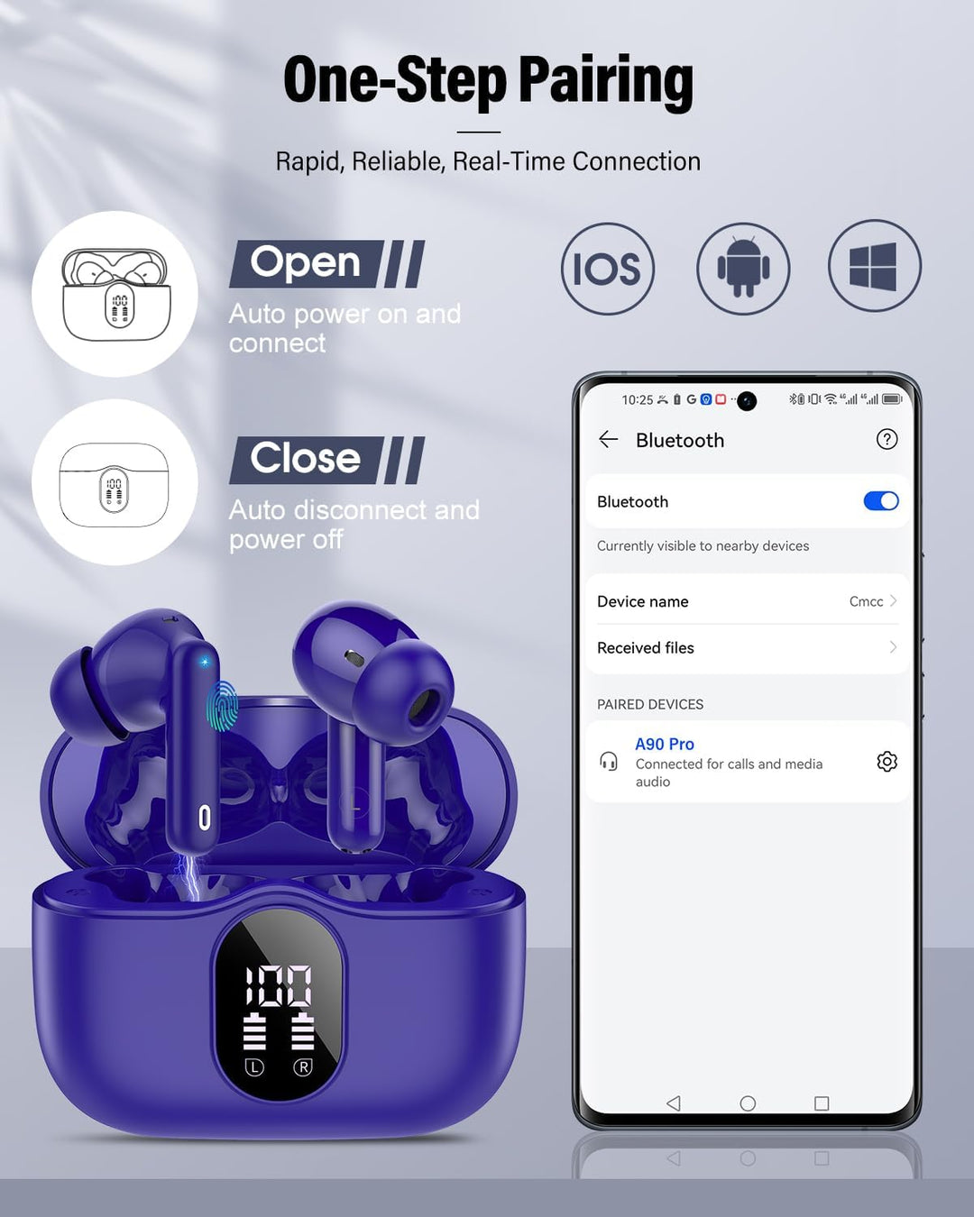 Auriculares inalámbricos Bluetooth con micrófono con cancelación de...