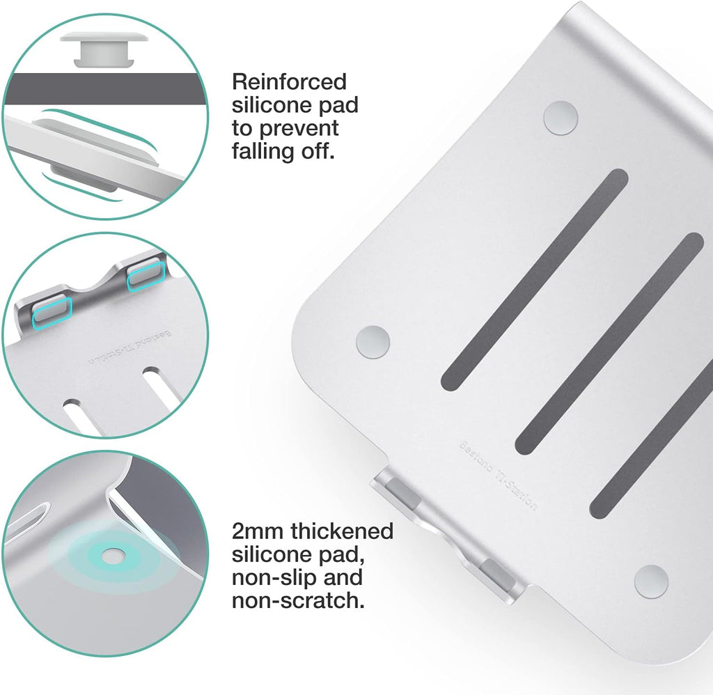 Soporte para portátil de aluminio con ventilación térmica, elevador para MacBook Air/Pro, Dell, HP, Lenovo, Microsoft Surface, Samsung de 11 a 16 pulgadas (color plateado espacial)
