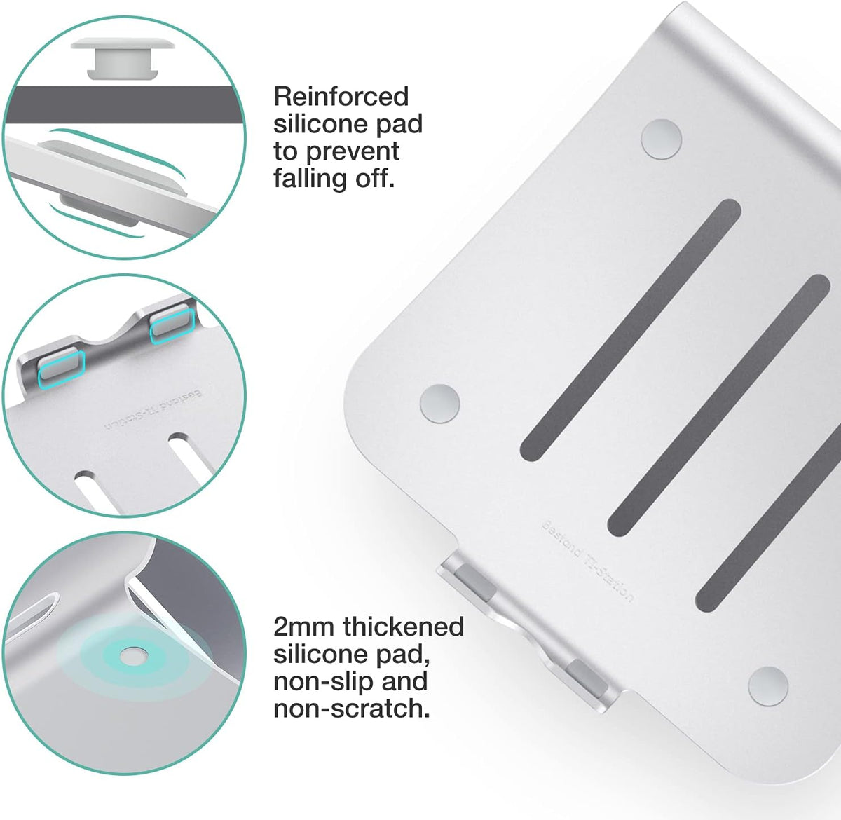 Soporte para portátil de aluminio con ventilación térmica, elevador para MacBook Air/Pro, Dell, HP, Lenovo, Microsoft Surface, Samsung de 11 a 16 pulgadas (color plateado espacial)