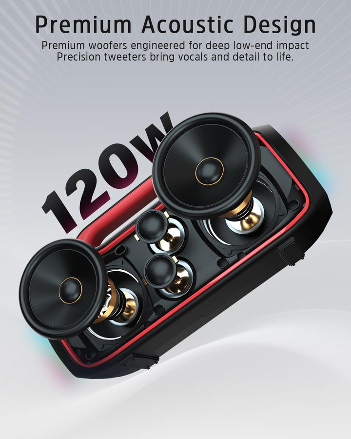 Altavoz Bluetooth portátil inalámbrico, sonido estéreo alto de 120...