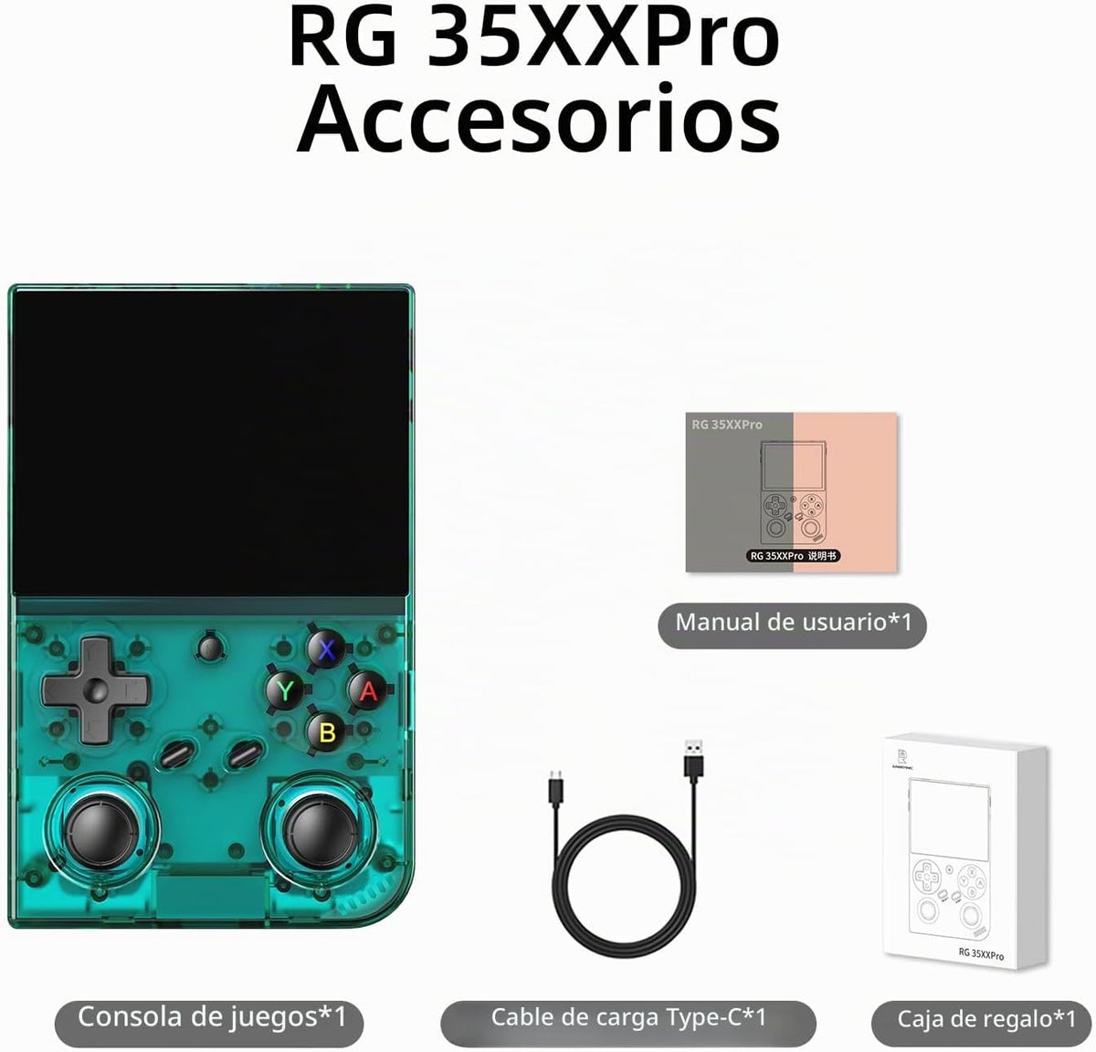 Anbernic RG35XX Pro - Consola de juegos de mano retro, pantalla IPS OCA de 3.5 pulgadas, sistema Linux, 64 GB, WiFi Bluetooth, salida HDMI, batería 7H, ideal para viajes, viajes, viajes, hogar, exteriores, RG35XXPro, verde azulado T