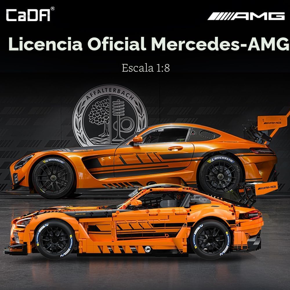 CaDA Master C64008W Mercedes-AMG GT3 - Juego de construcción a escala 1:8 – 5466 piezas con licencia oficial de Supercar, kit de bloques de construcción de autos de carreras grandes para adultos y adolescentes
