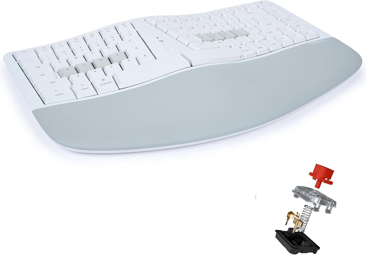 KINESIS mWave - Teclado ergonómico silencioso para Mac (blanco), Mac silencioso