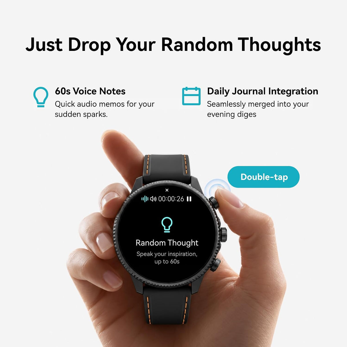 Reloj inteligente de grabación Ticwatch AI, transcripción y resumen, GPS