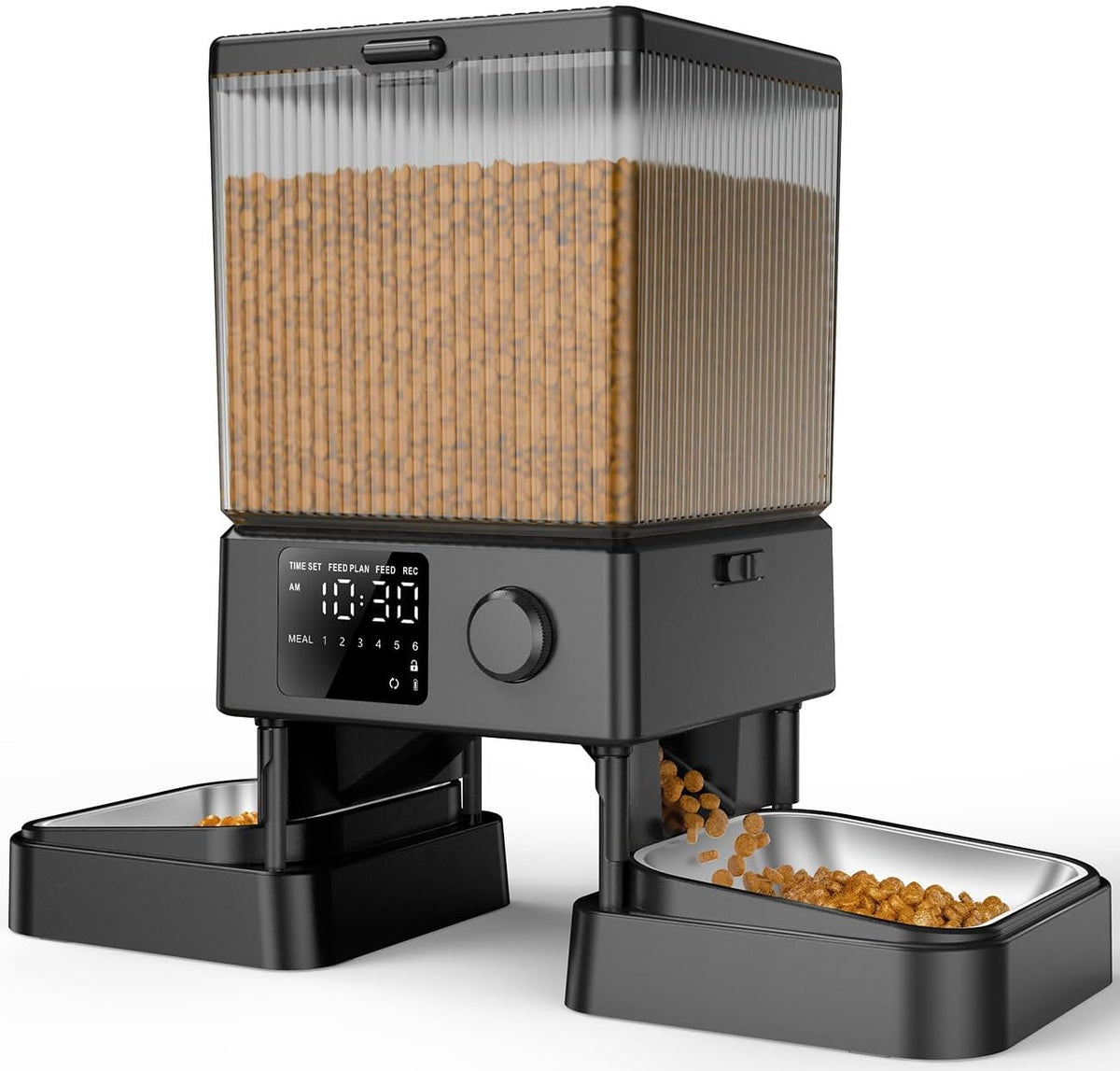 oneisall Comedero automático para gatos para 2 gatos, 20 tazas/5 L, dispensador automático de comida para gatos para mascotas pequeñas en interiores, comedero cronometrado para gatos para alimentos